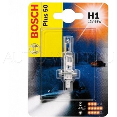 Лампа галогенная H1 - Bosch Plus 50% 12V 55W