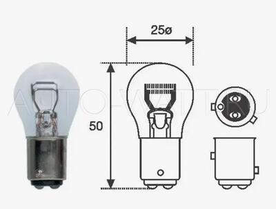 Лампа галогенная P21/4W - 21/4W BAZ15D 12V