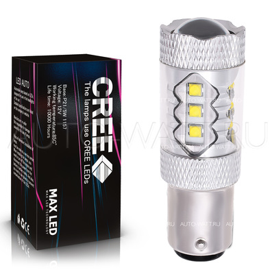 Светодиодная лампа P21/5W 1157 - 16 CREE Линза 80Вт