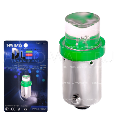 Светодиодная лампа T4W BA9S - 1 Dip Led 0.1Вт Зелёная
