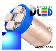 Светодиодная лампа T4W BA9S - 4 SMD3528 0.4Вт Синяя